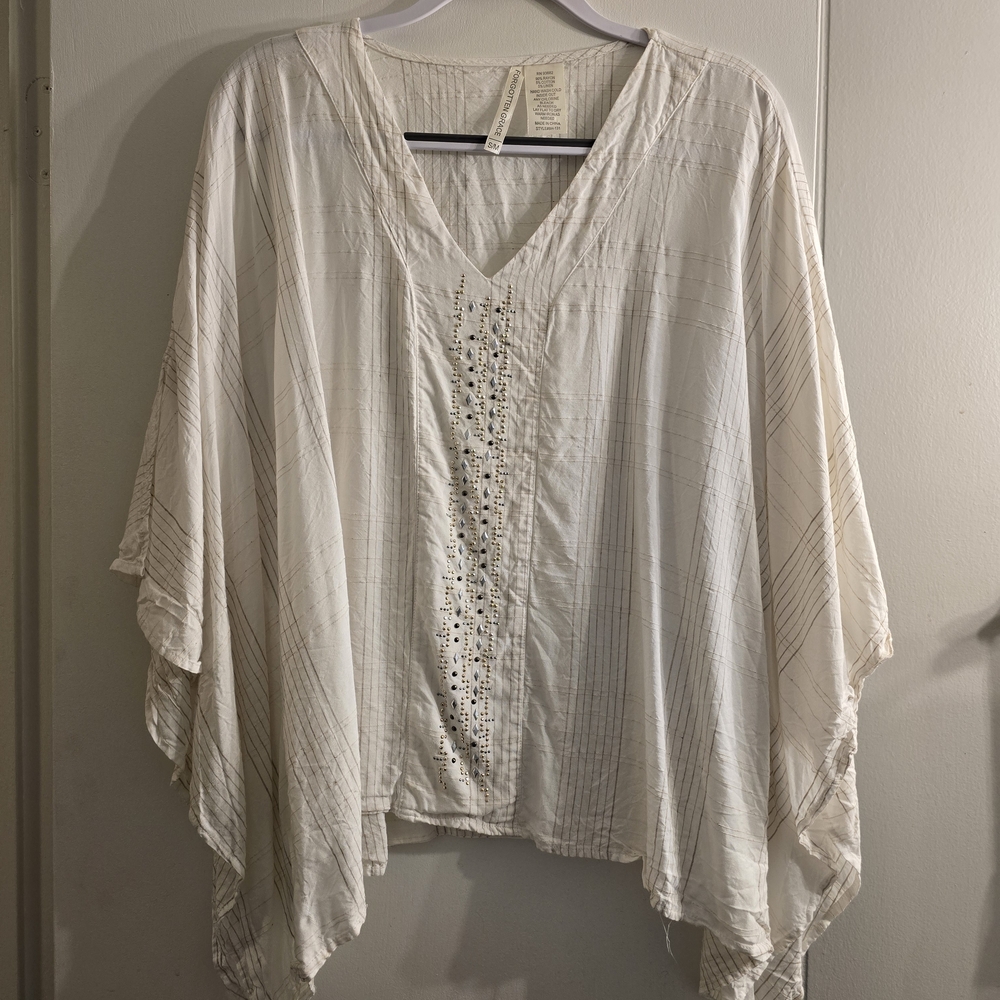 Cream Asymmetrical Boxy Tunic Top
